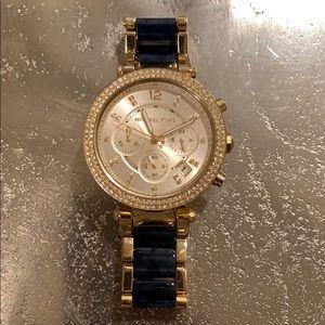 Navy and gold watch